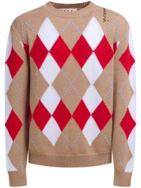 argyle intarsia-knit jumper by MARNI