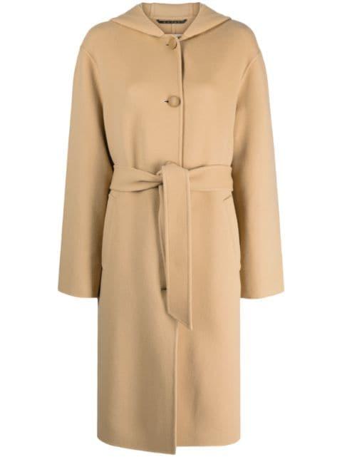 belted hoodied coat by MARNI