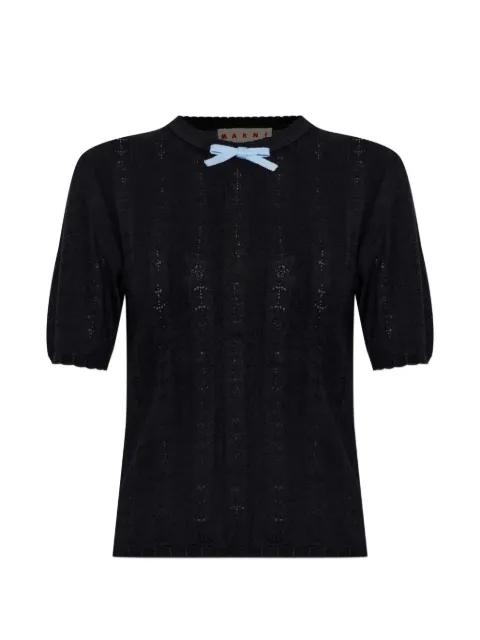 bow-detail knitted wool T-shirt by MARNI