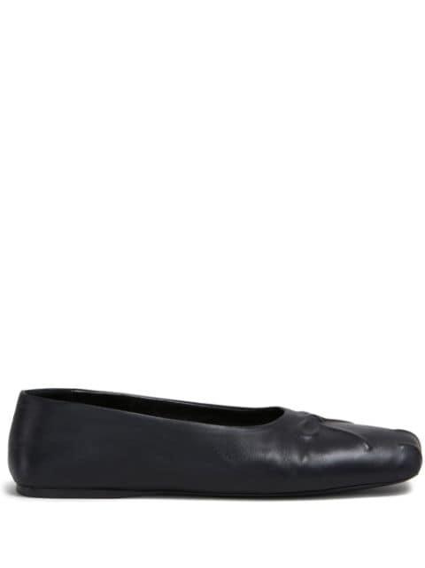 bow-embossed leather ballerina shoes by MARNI