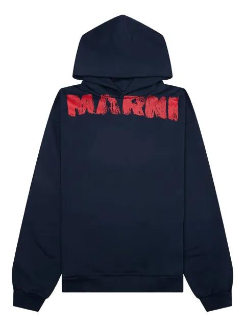 brushstroke logo-print hoodie by MARNI