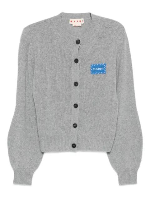 button-fastening logo-patch cardigan by MARNI