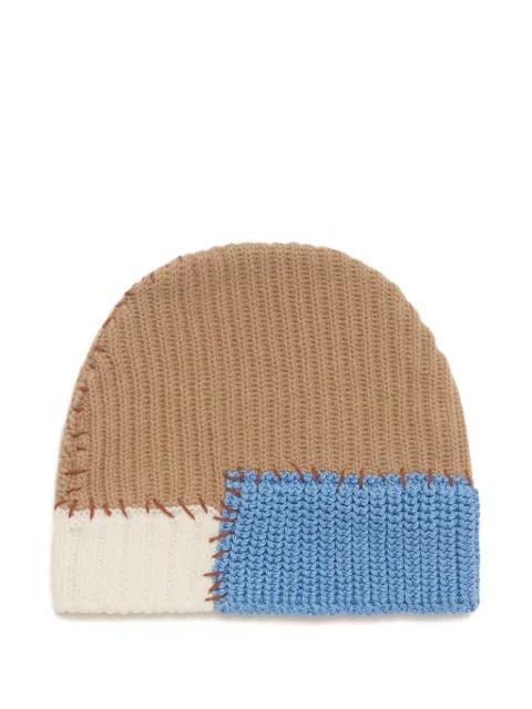 cable-knit colour-block beanie by MARNI