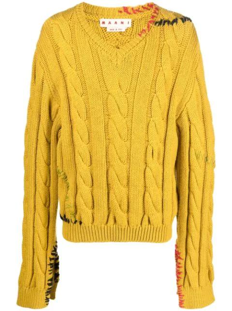 cable-knit virgin wool jumper by MARNI