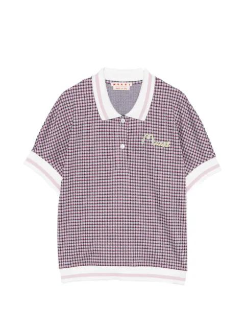 check embroidery polo top by MARNI
