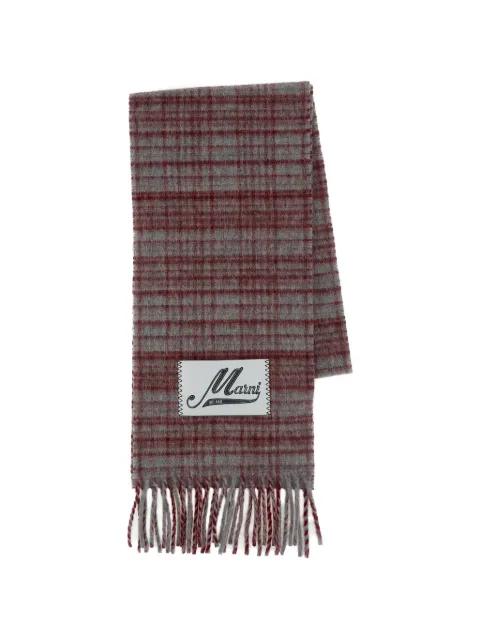 check-pattern fringed scarf by MARNI