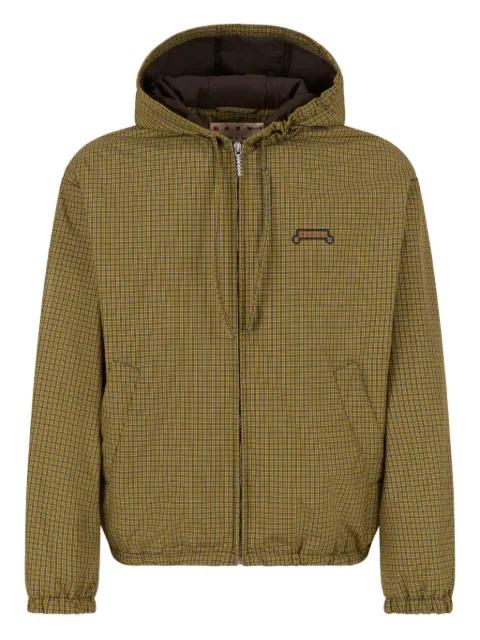 check-print hoodied jacket by MARNI