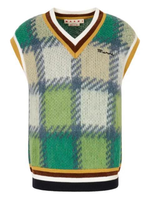 checked V-neck vest by MARNI