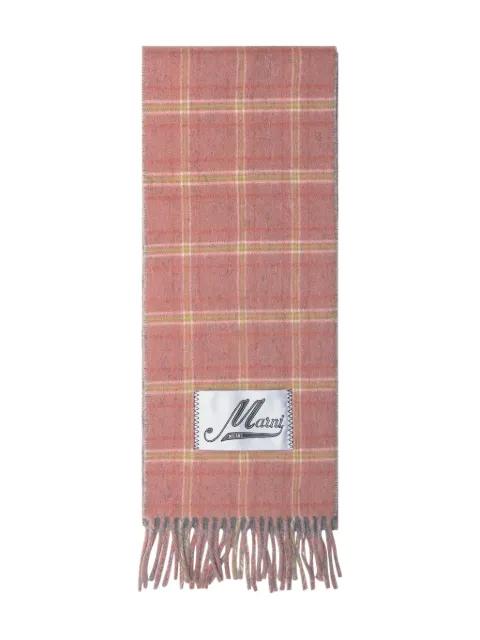 checked fringed scarf by MARNI