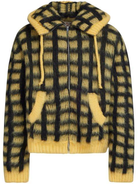 checked mohair-blend cardigan by MARNI