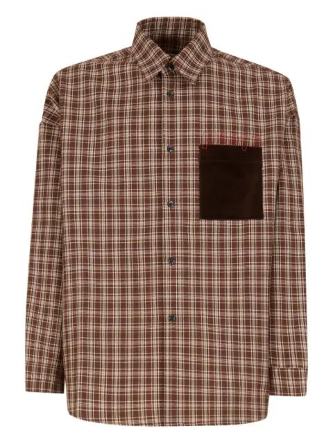 checked velvet-pocket shirt by MARNI