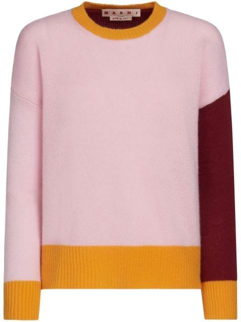 colour-block cashmere jumper by MARNI