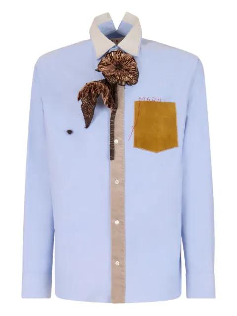 contrast-collar embroidered-pocket shirt by MARNI
