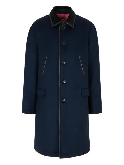 contrast collar logo-patch coat by MARNI