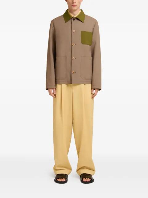 contrast-collar pocket shirt jacket by MARNI