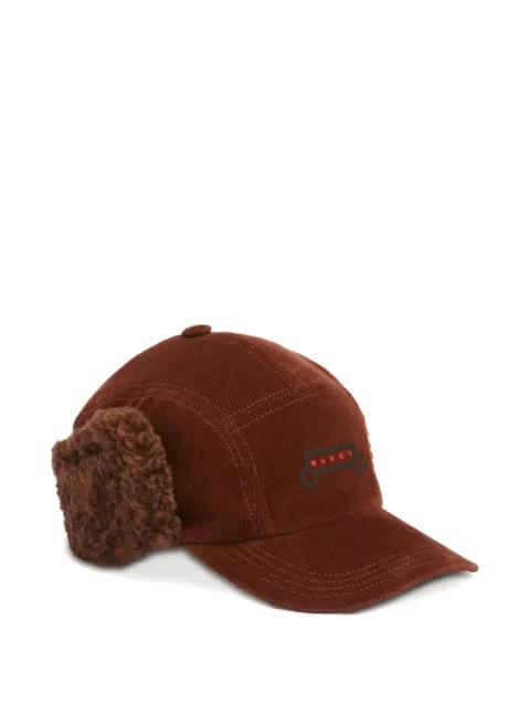 corduroy fur-trimmed cap by MARNI