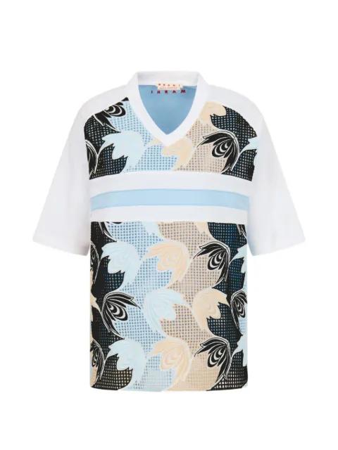 cotton T-shirt with broderie anglaise front by MARNI