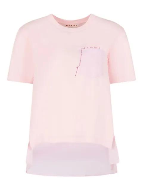cotton T-shirt with handstitched logo by MARNI