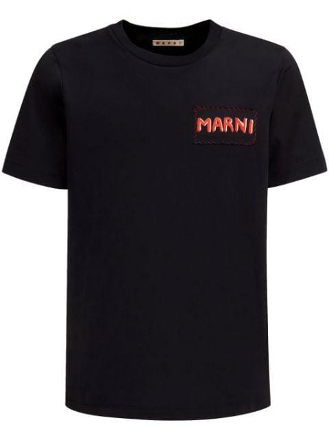 cotton T-shirt with logo patch by MARNI