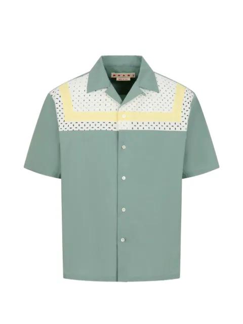 cotton-blend shirt with broderie anglaise yoke by MARNI