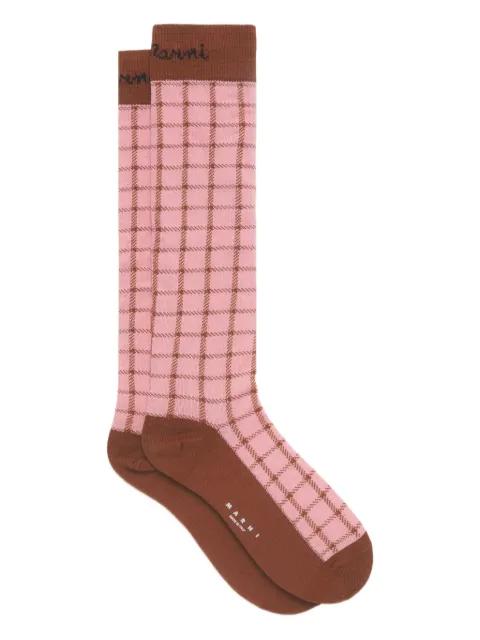 cotton-blend socks with jacquard check by MARNI