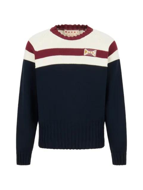 cotton jumper with contrast stripe by MARNI