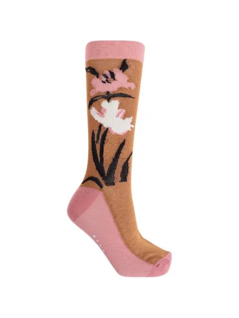 cotton-nylon socks with flower intarsia by MARNI