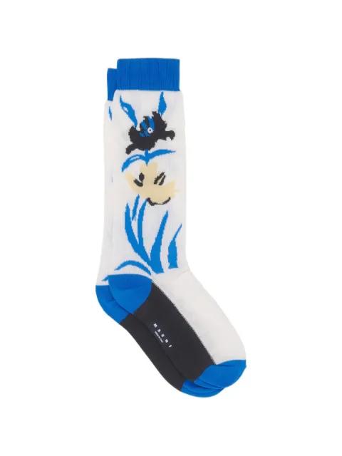 cotton-nylon socks with flower intarsia by MARNI