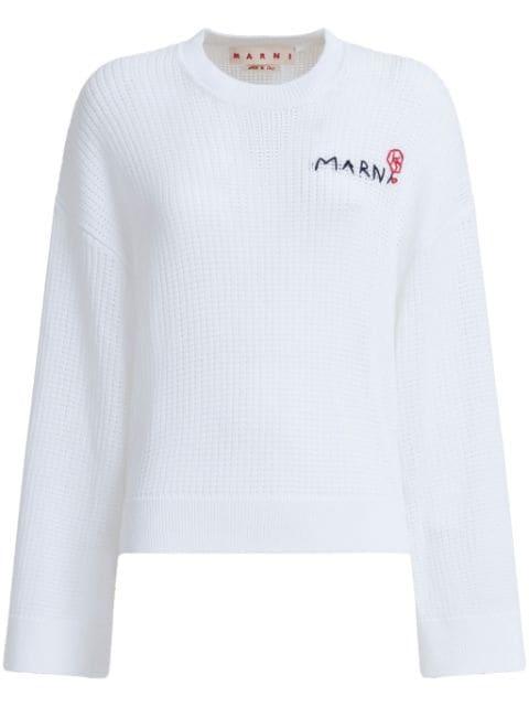 crochet-knit cotton jumper by MARNI