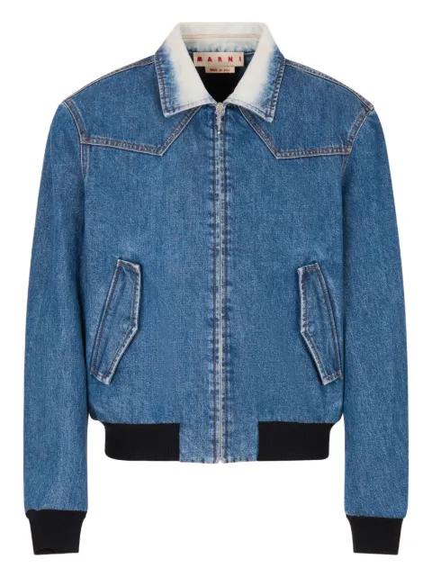 denim bomber jacket with degradé collar by MARNI