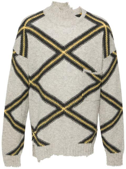 diamond-check distressed jumper by MARNI