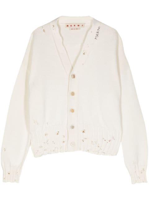 distressed cotton cardigan by MARNI