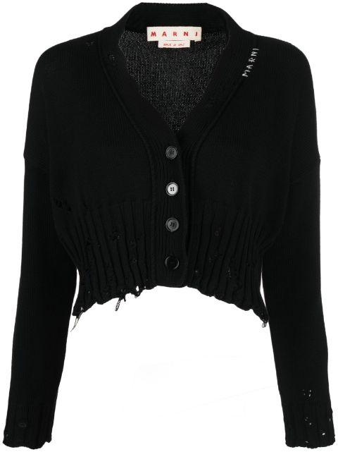 distressed cropped cardigan by MARNI
