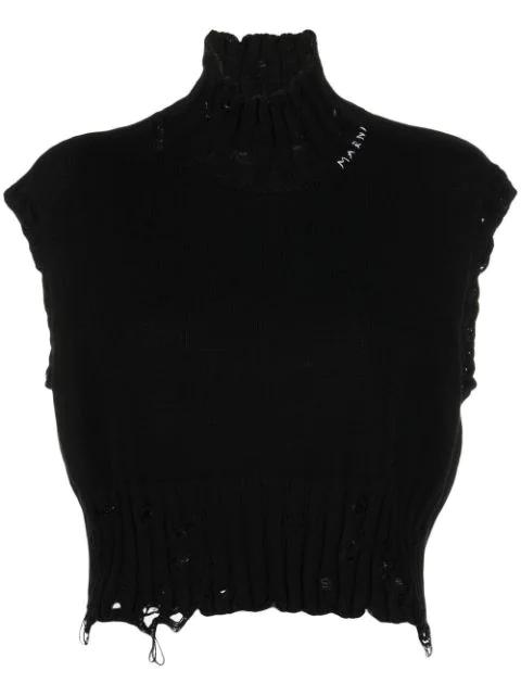 distressed cropped vest by MARNI