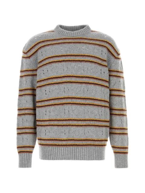 distressed striped-knit sweater by MARNI