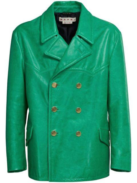 double-breasted leather jacket by MARNI