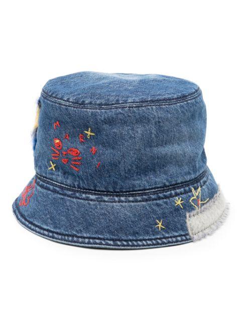 embroidered denim bucket hat by MARNI