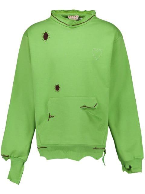 embroidered distressed sweatshirt by MARNI