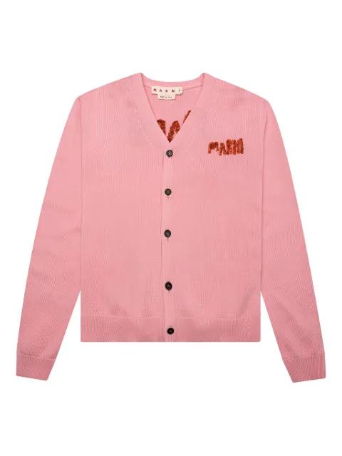 embroidered logo cardigan by MARNI