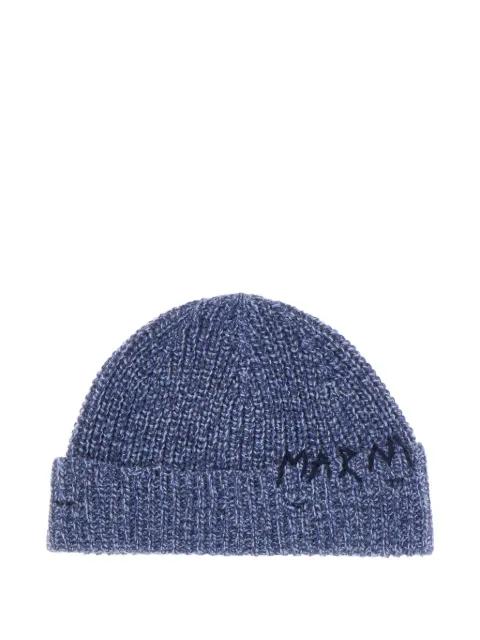 embroidered-logo knit beanie by MARNI