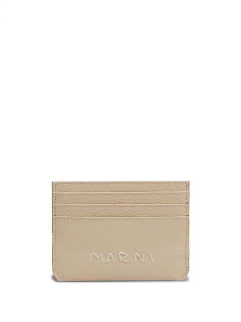 embroidered logo leather card holder by MARNI