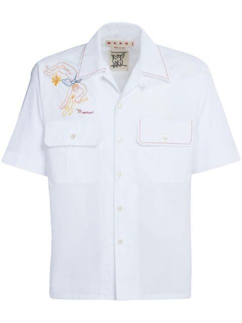 embroidered-logo short-sleeve shirt by MARNI