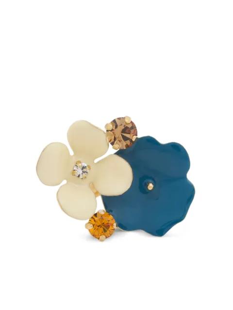 enamel flower ring with rhinestones by MARNI