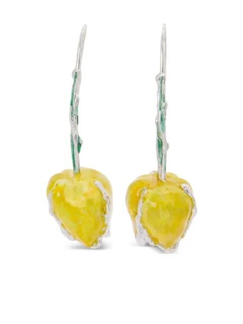 enamelled tulip earrings by MARNI