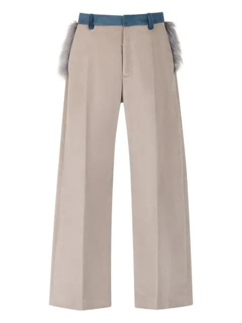 faux-fur-trimmed velvet trousers by MARNI
