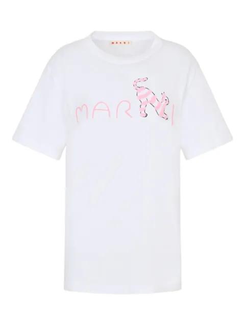flock-printed logo T-shirt by MARNI