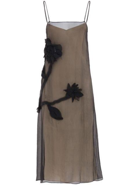 floral-appliqué crepon dress by MARNI