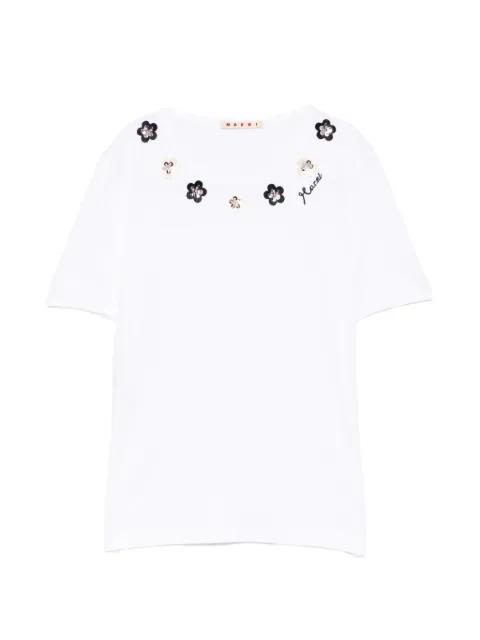 floral-embellished T-shirt by MARNI