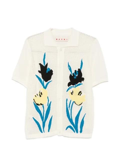 floral-intarsia mesh cardigan by MARNI