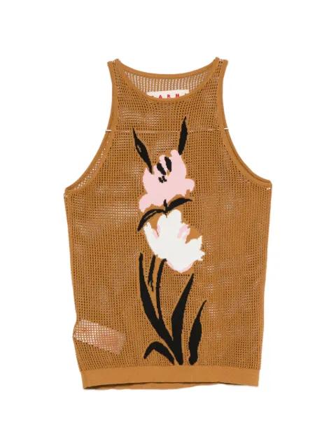 floral-intarsia mesh top by MARNI